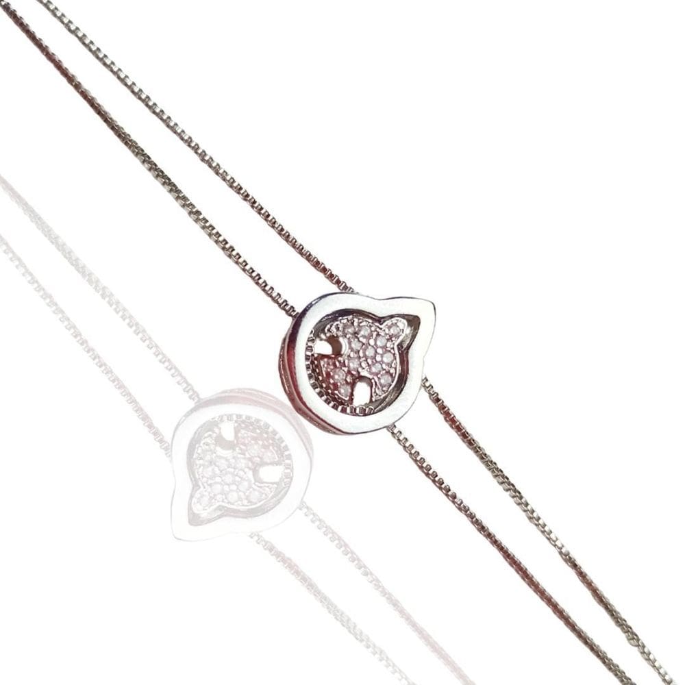 Pulseira Espirito Santo Cravejado Banhada A Platina