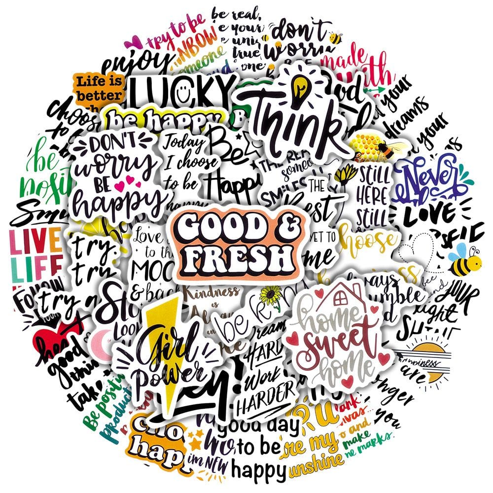 Pacote de adesivos Inspirational English Anime à prova d`água, 50 unidades