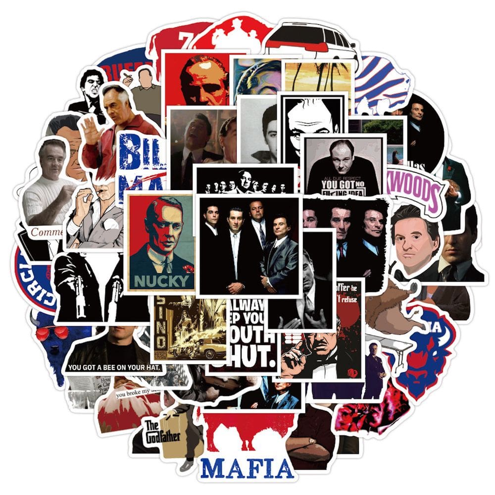 Pacote de adesivos Mafia Anime 50 unidades de desenho animado decorativo de 5 a 8 cm