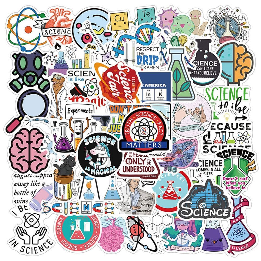 Adesivos: Física de laboratório, química, 50 unidades, impermeáveis