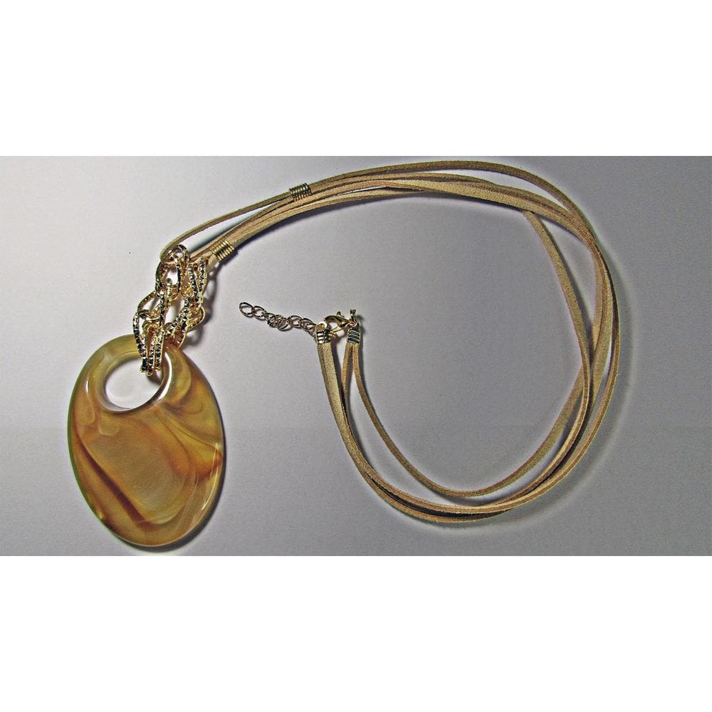 Colar Artesanal Pingente De Acrílico E Cordão De Camurça C