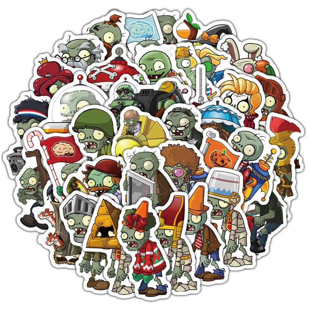 Adesivos Plants Zombies, vinil impermeável, anime, 60 unidades/lote