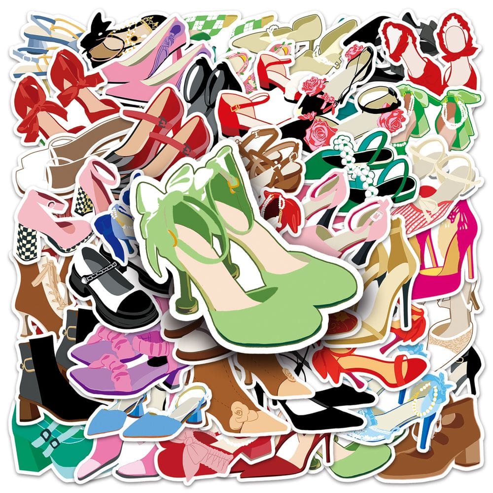 Pacote de adesivos: sapatos de salto alto, anime, vinil impermeável x50