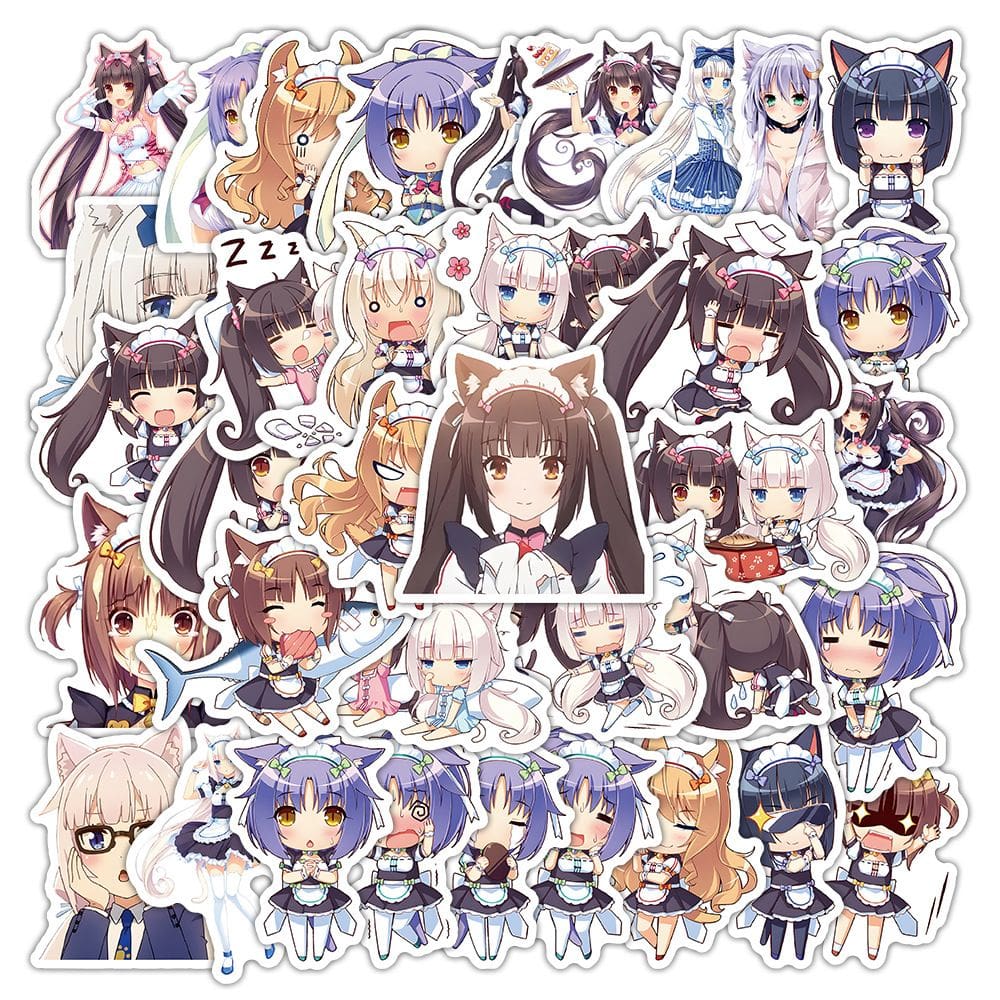 Adesivos Nekoparas Waterproof Vinyl Anime 53 unidades para laptop