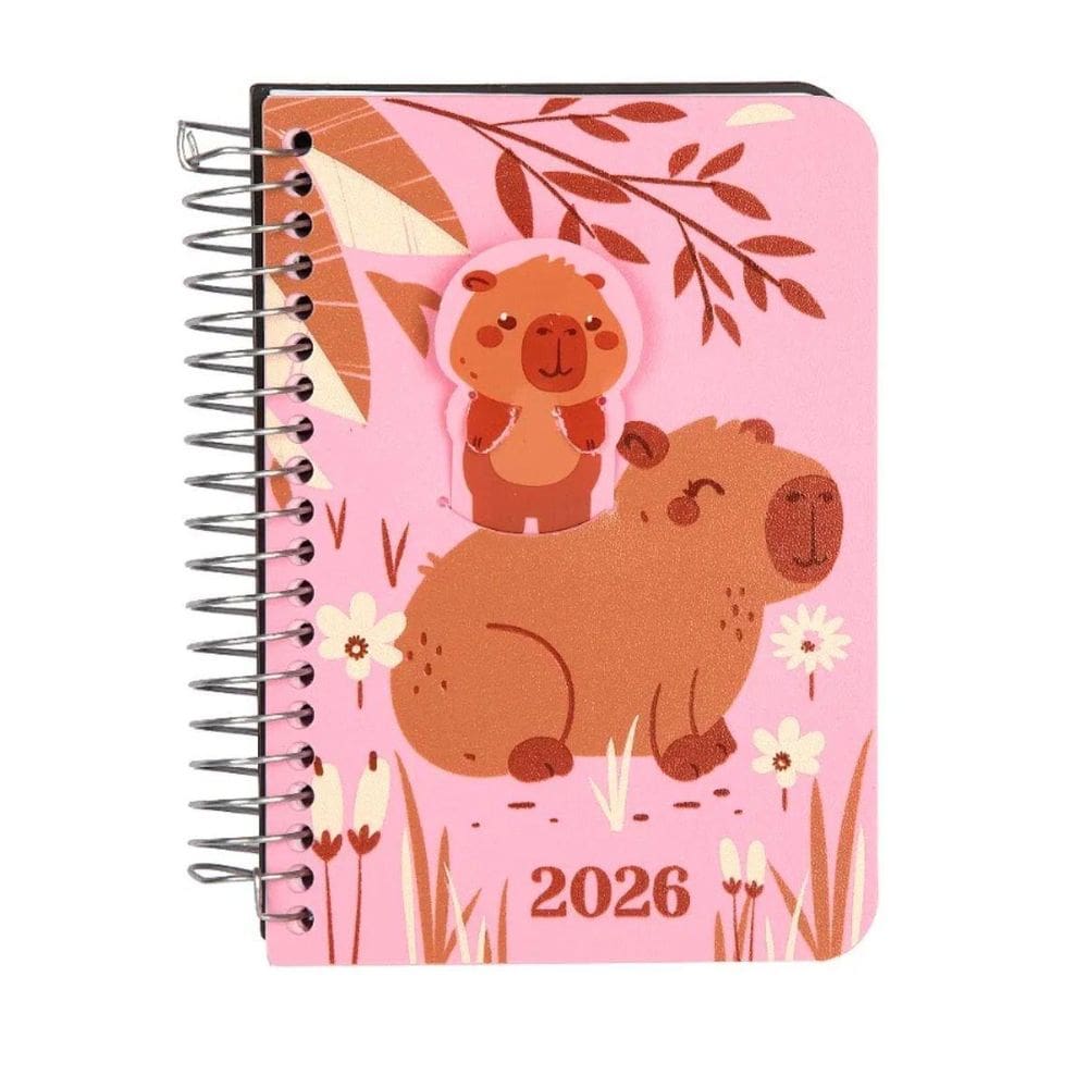 Agenda 2026 Média Zoo Capivara Removivel Confetti