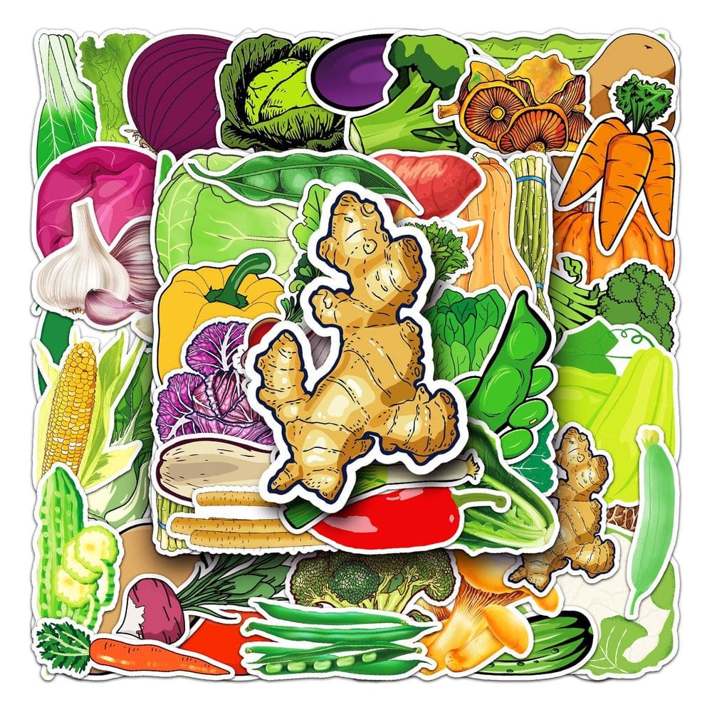 Adesivos, 50 unidades/lote de vegetais, adesivo de anime em vinil impermeável