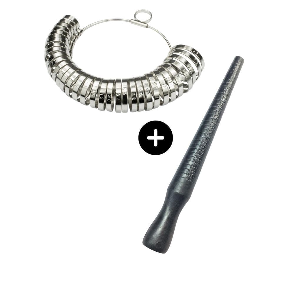 Kit 2 Aneleira Metal Medidor Dedo Bastão Plástico Pau Medir