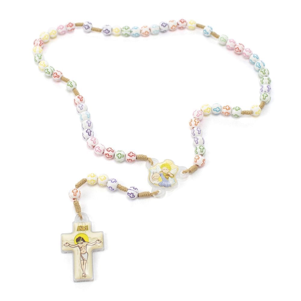 Terço Infantil Cruz Colorida Plástico 8Mm