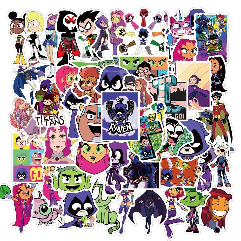Pacote de adesivos Teen Titans Anime, vinil impermeável, 50 unidades