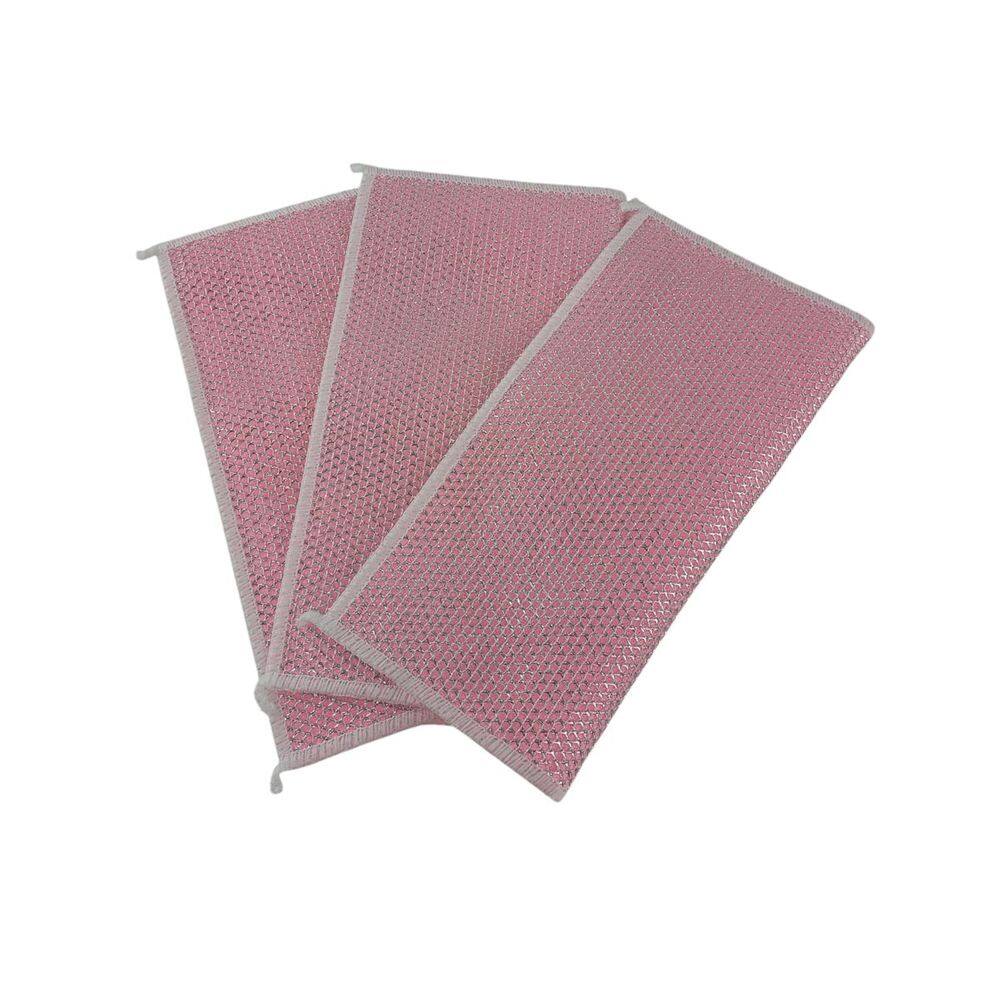 Pano Rosa Multiuso kit 3 Aramado Metalico Cozinha Fio Prata