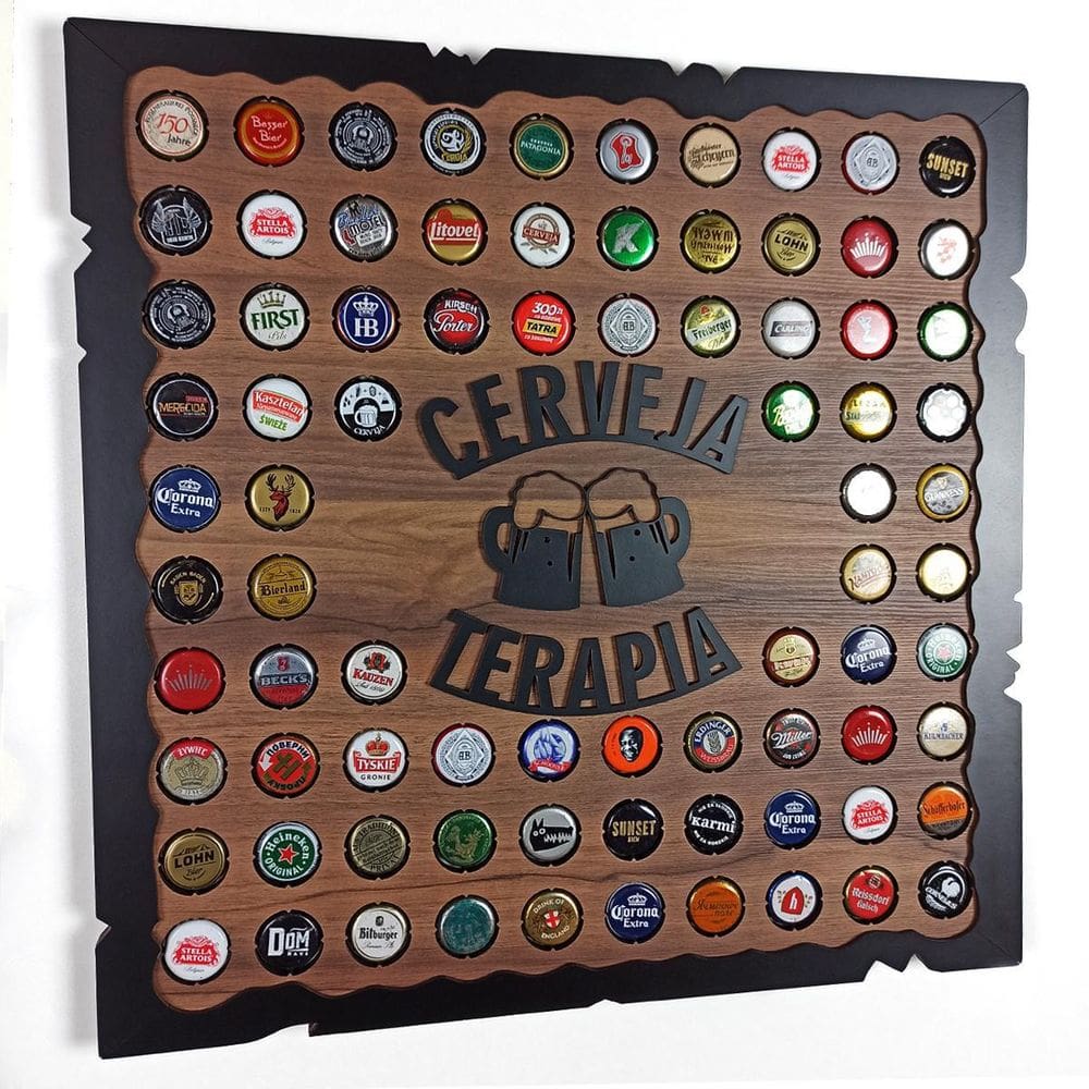 Porta Tampinhas Quadro Decorativo Cervejaterapia Nogal