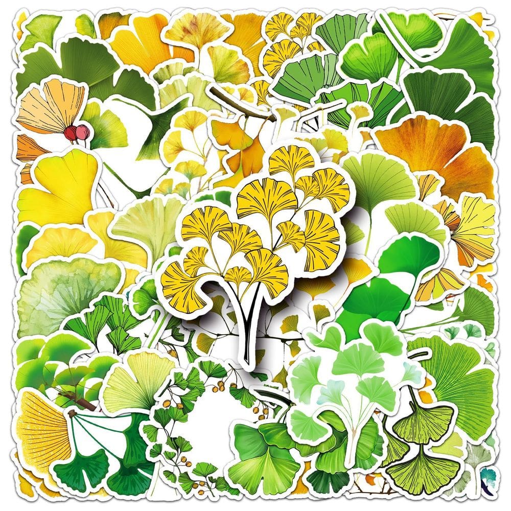 Adesivos Ginkgos Leafs, vinil impermeável, anime, 50 unidades/lote