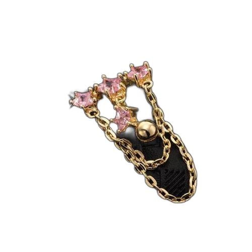 Piercing De Umbigo Dourado Ouro Pendurado Estrela Invertido