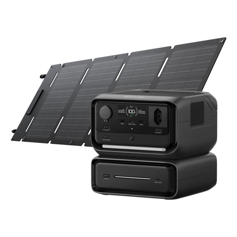 Kit estação de energia Ecoflow River 3 Plus 110v + Bateria extra de longa duração 286wh com Painel solar de 45w