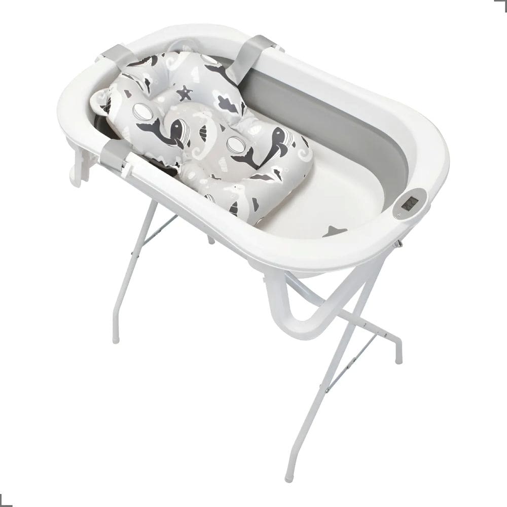 Banheira Dobrável Premium Baby Bubbly Grey Branco