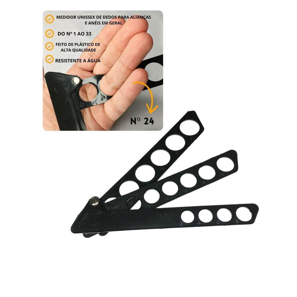 Aneleira Régua Plástico Medir Dedo Medidor Anel Aliança 2º À