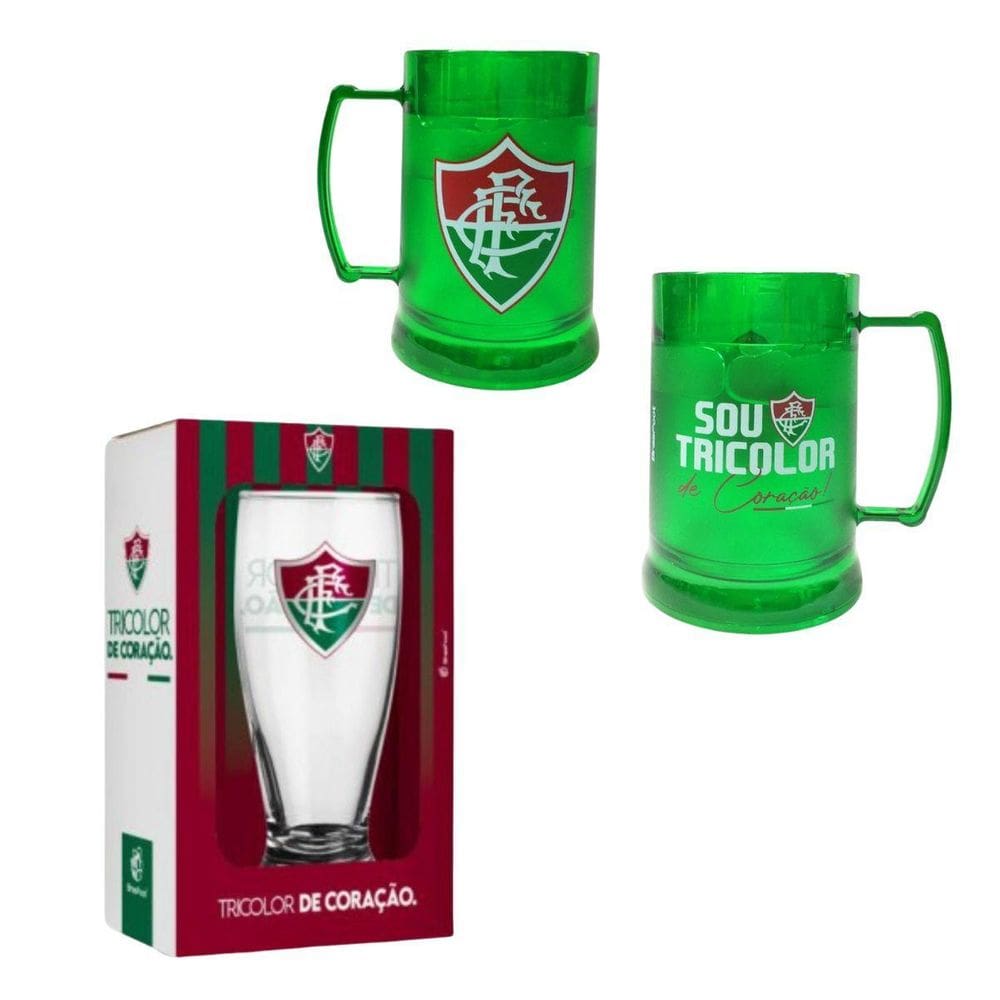 Kit Copo Munich Tulipa Chopp + Caneca Gel 300Ml Fluminense
