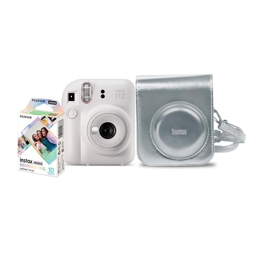 Kit Câmera Instantânea Instax Mini 12 Branca com Pack 10 fotos e Bolsa Branca