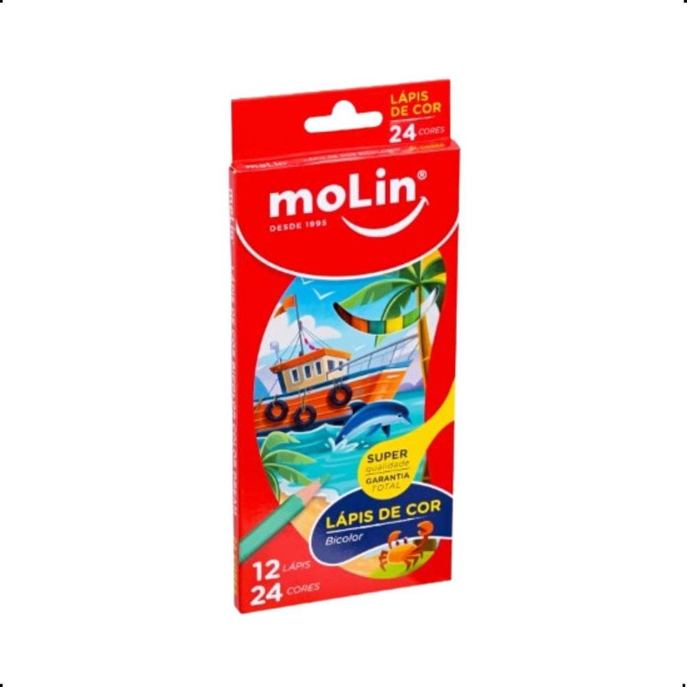 Lápis De Cor Bicolor Color Dream Molin 12 Lápis 24 Cores