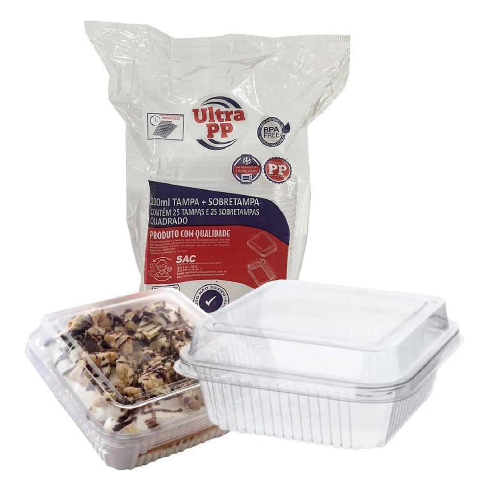100Un Embalagem Bolo Pote 200Ml Quadrad Descartável Brigadei