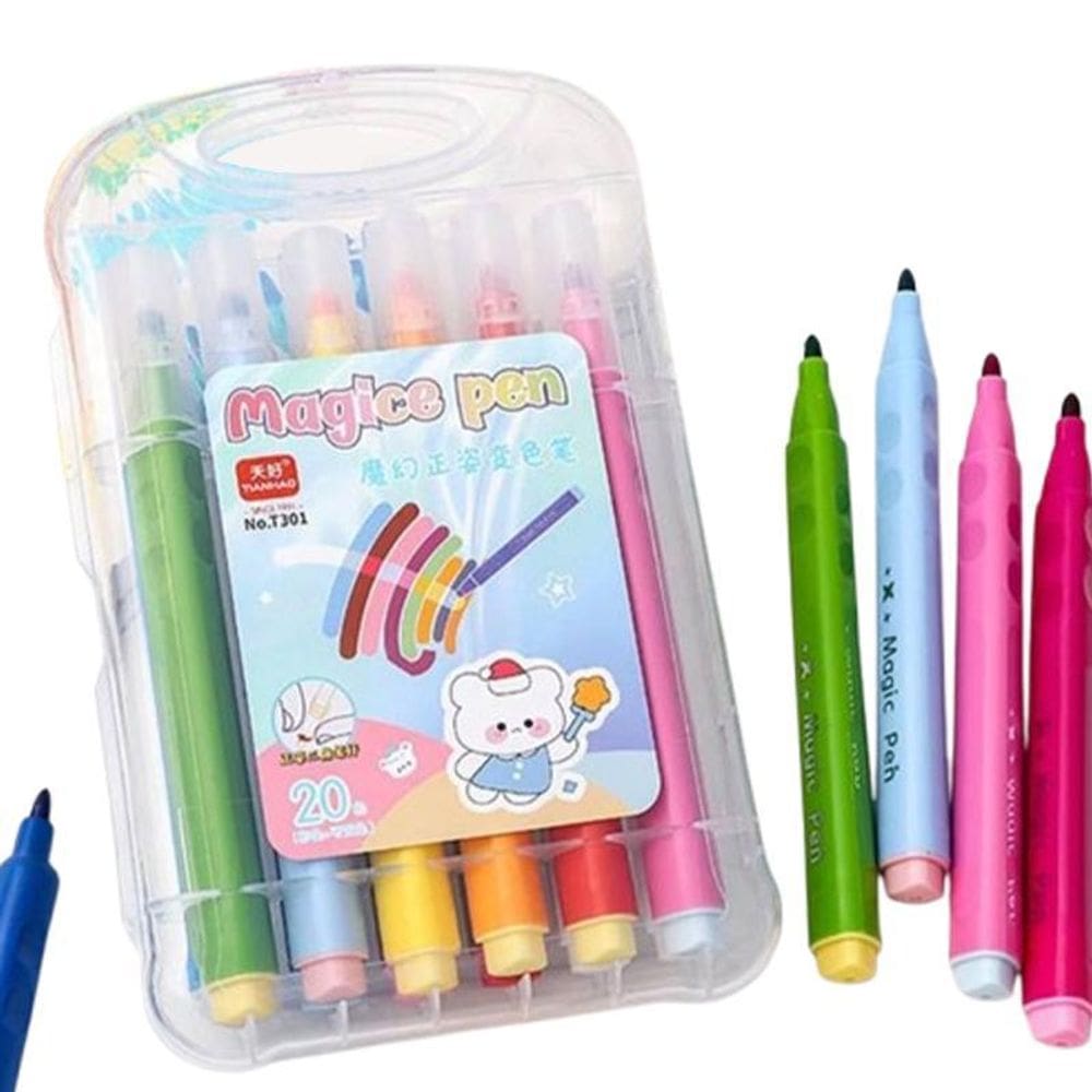 Canetinha Marca Texto Mágico Muda De Cor Kit Com 10 Cores