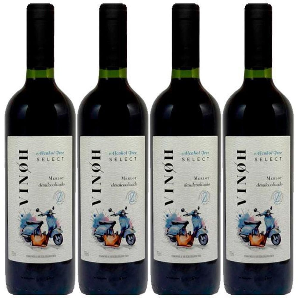Vinho Sem Álcool Tinto Seco Merlot Vinoh Select - 04 Un