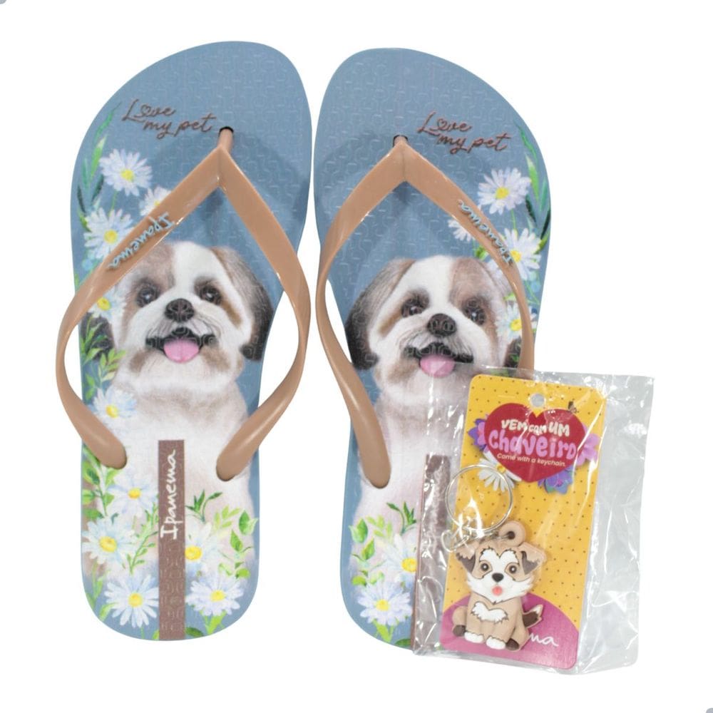 Chinelo Ipanema My Pets Azul/Marrom