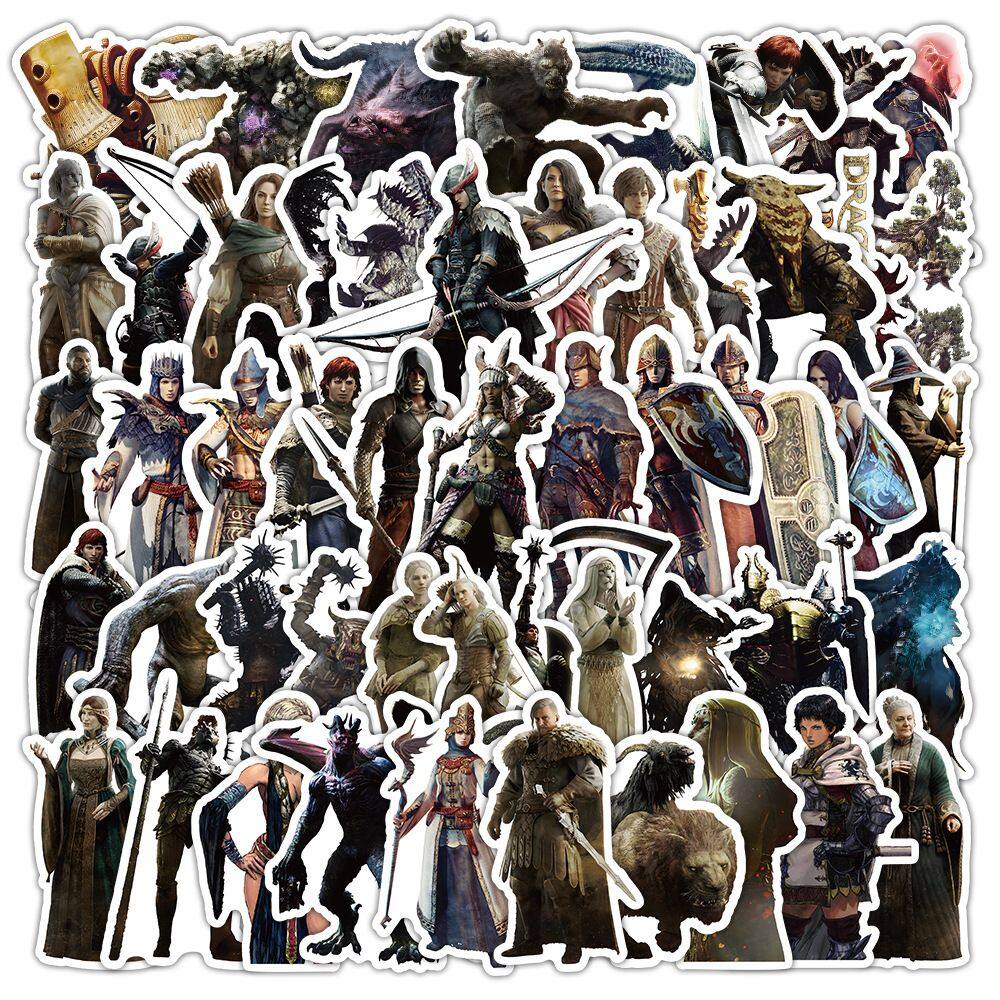 Adesivos Dragons Dogmas, vinil impermeável, anime, 50 unidades