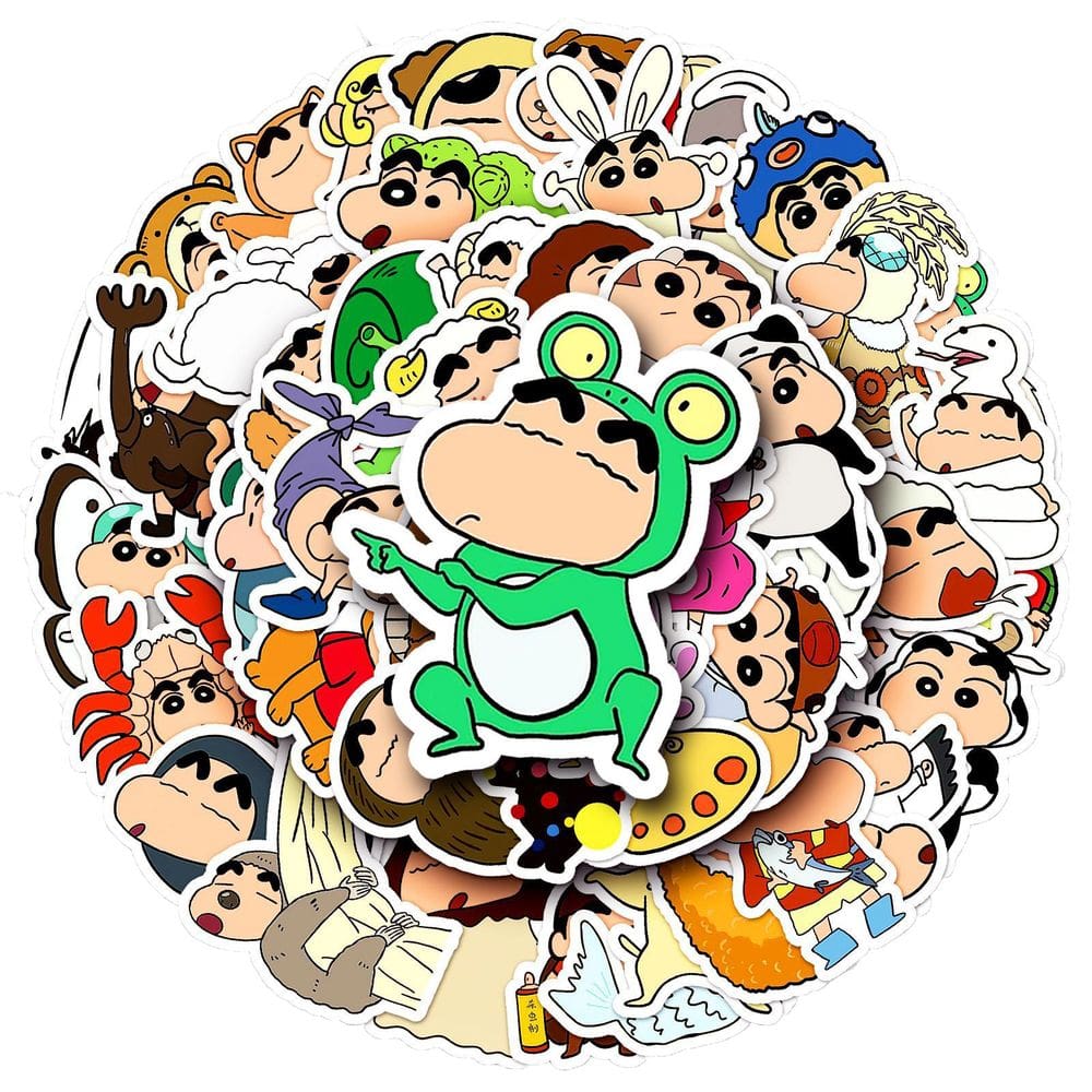 Adesivos Shins Chans, vinil impermeável, 50 unidades para laptop