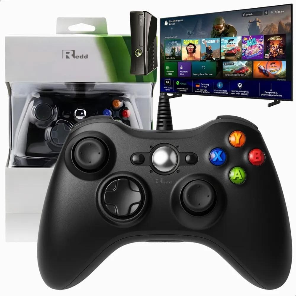 2X Controle Com Fio Compatível Tv Pc Xbox Android Game Pass