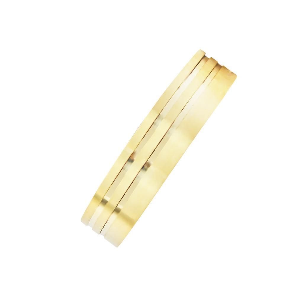 Aliança Anatômica 5 Mm Com 2 Frisos Ouro 18K