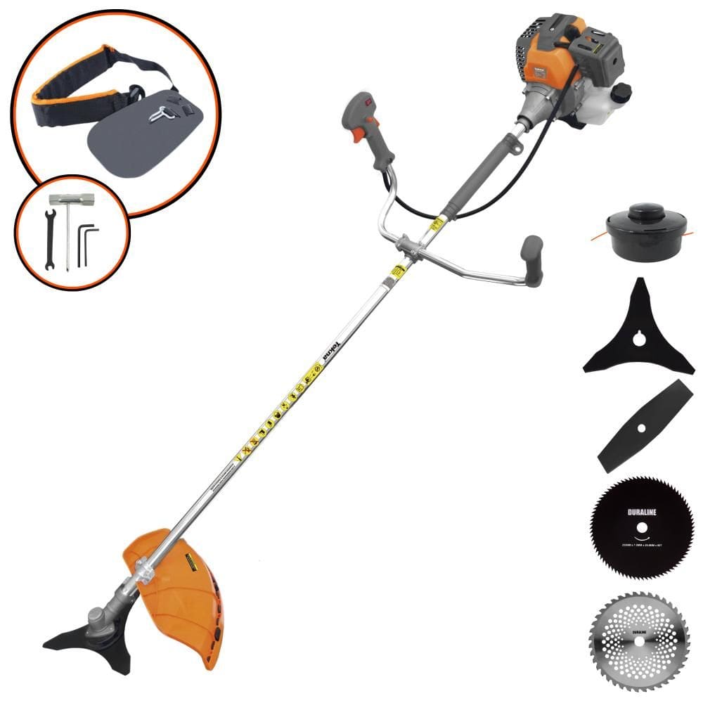 Roçadeira Tekna RL520-P À Gasolina 52cc 2HP de Potência 10.000rpm Com Carretel + Faca 2 Pontas + Faca 3 Pontas + Faca 40 Dentes + Faca 80 Dentes