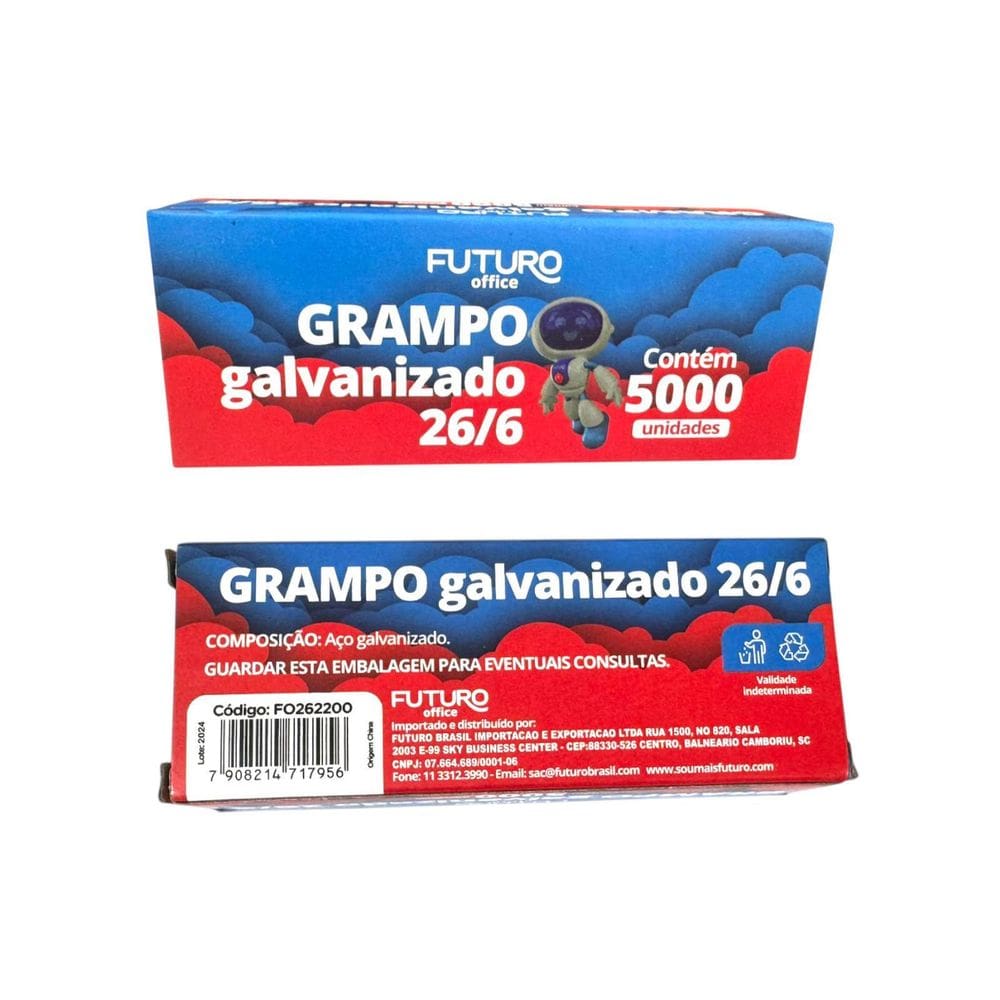 Grampo Para Grampeador Galvanizado 26/6 C/25.000 Grampos