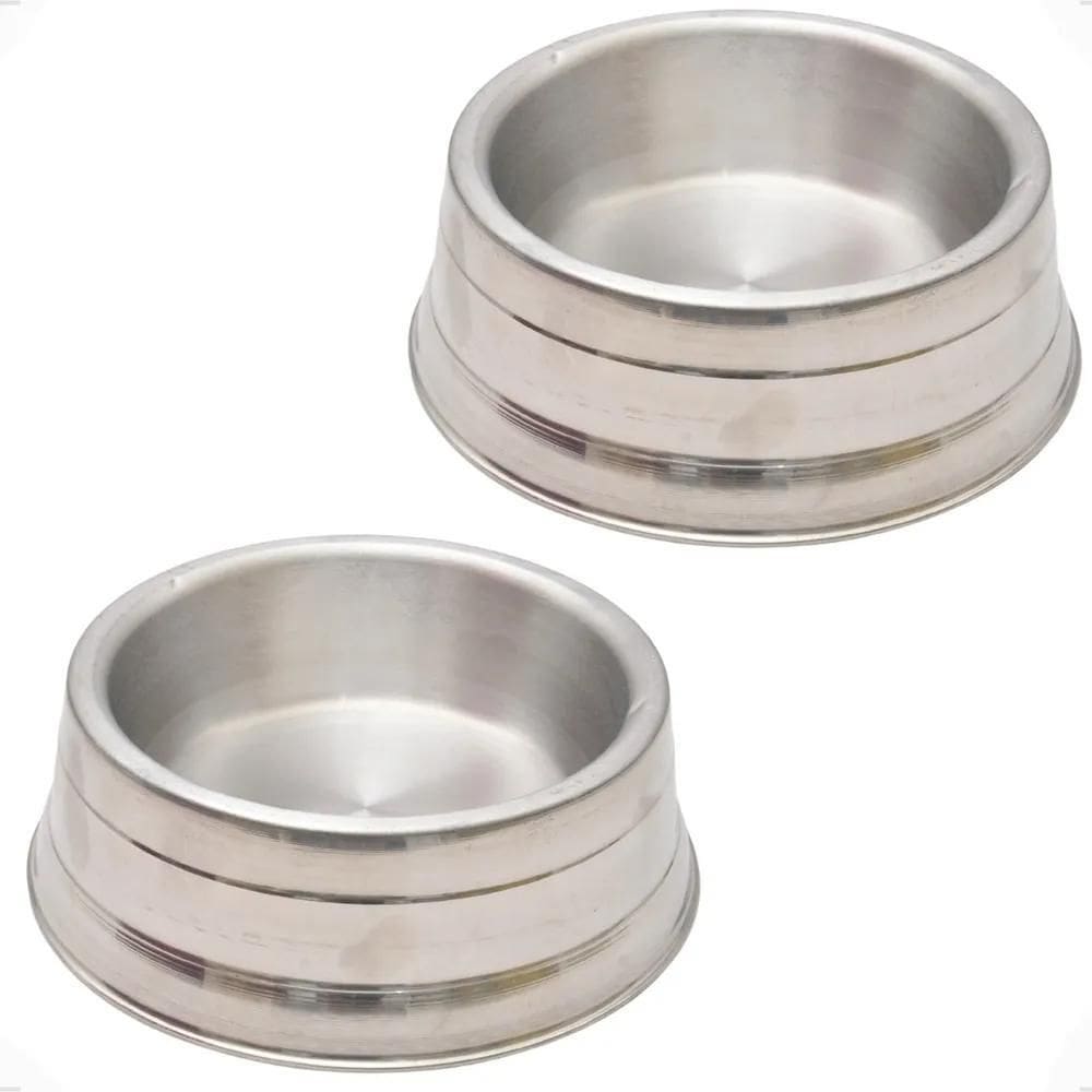 Kit 2 Comedouro Pesado De Alumínio Grande Cachorro 1900Ml