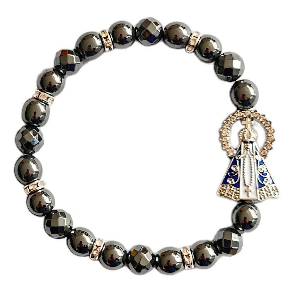 2X Pulseira Hematita 6Mm Nossa Senhora Aparecida Cor