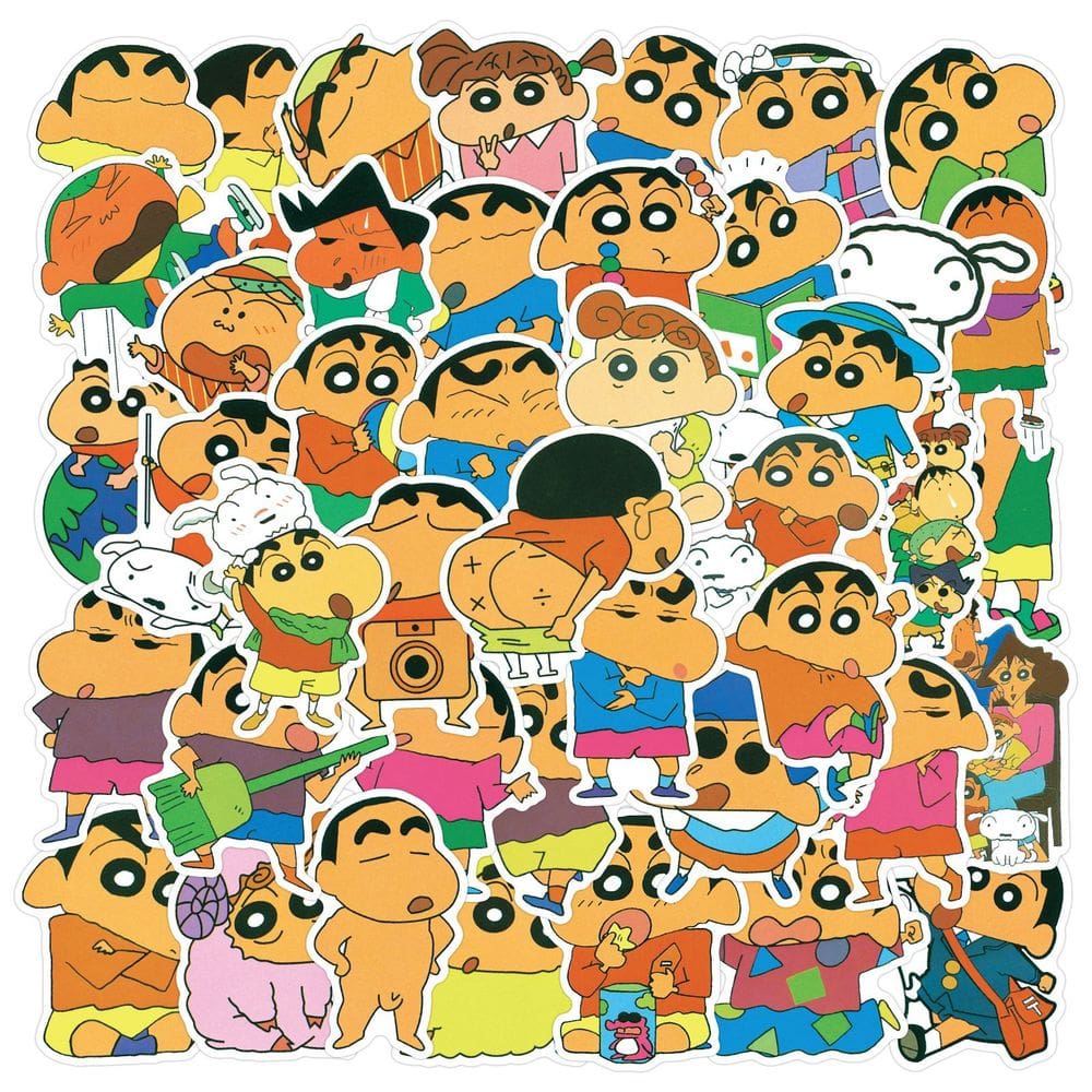 Adesivos Shins Chans, vinil impermeável, 50 unidades para laptop