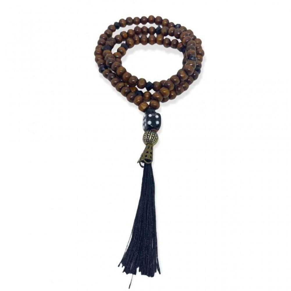 Japamala Zé Pelintra 108 Contas De Madeira 8 Mm Pompom