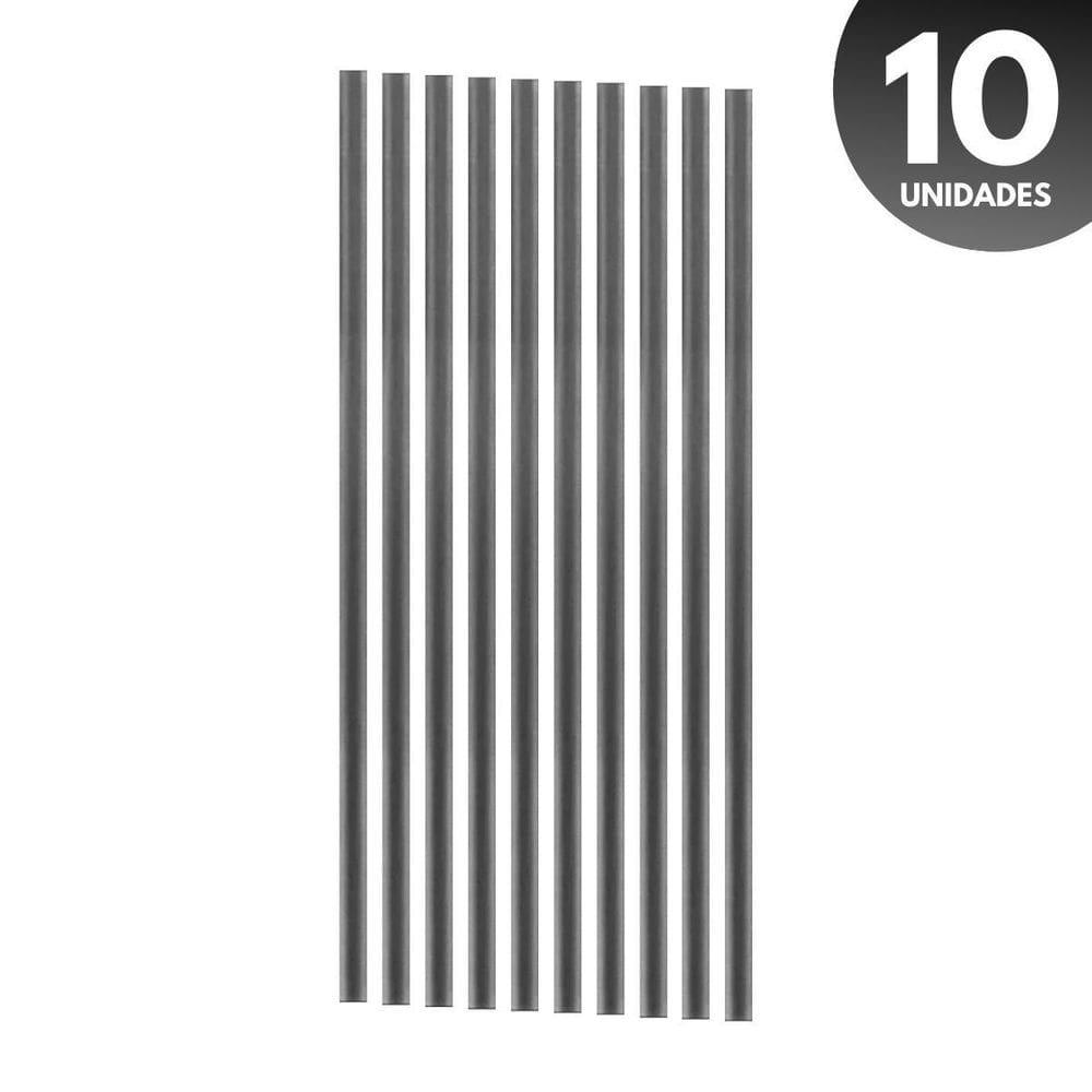Canudo 31Cm Preto Ou Transparente Plástico Reutilizável 10Un