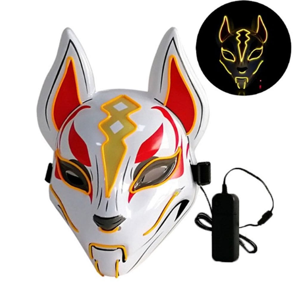 Mask Fox LED PVC, adereços de fantasia de cosplay para festa de Halloween