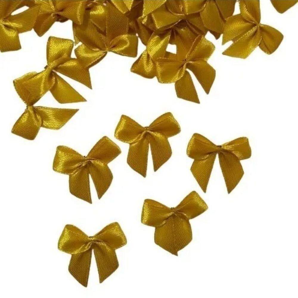 Laço De Cetim 3.5Cm X 7Mm Dourado Com 50 Unidades Najar