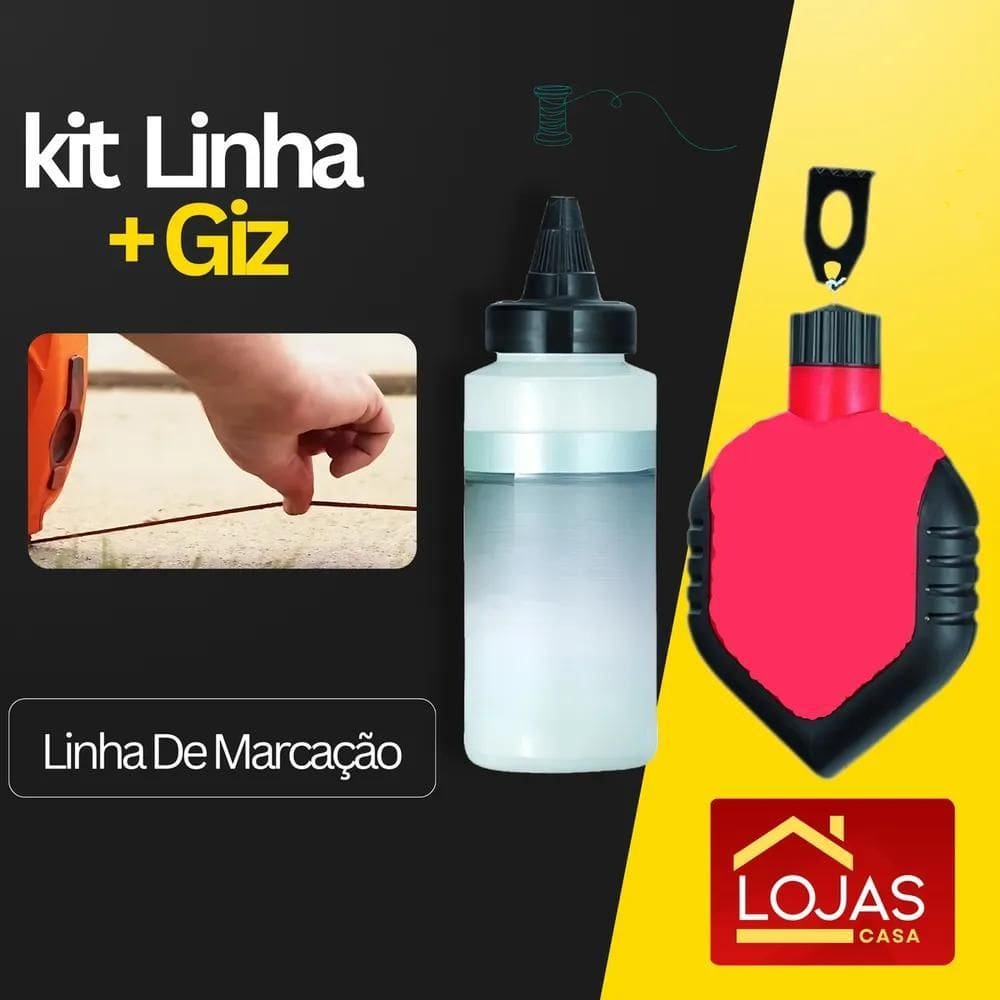 2X Kit Giz De Linha 30M Marcação Com Refil De Giz Em Pó Para