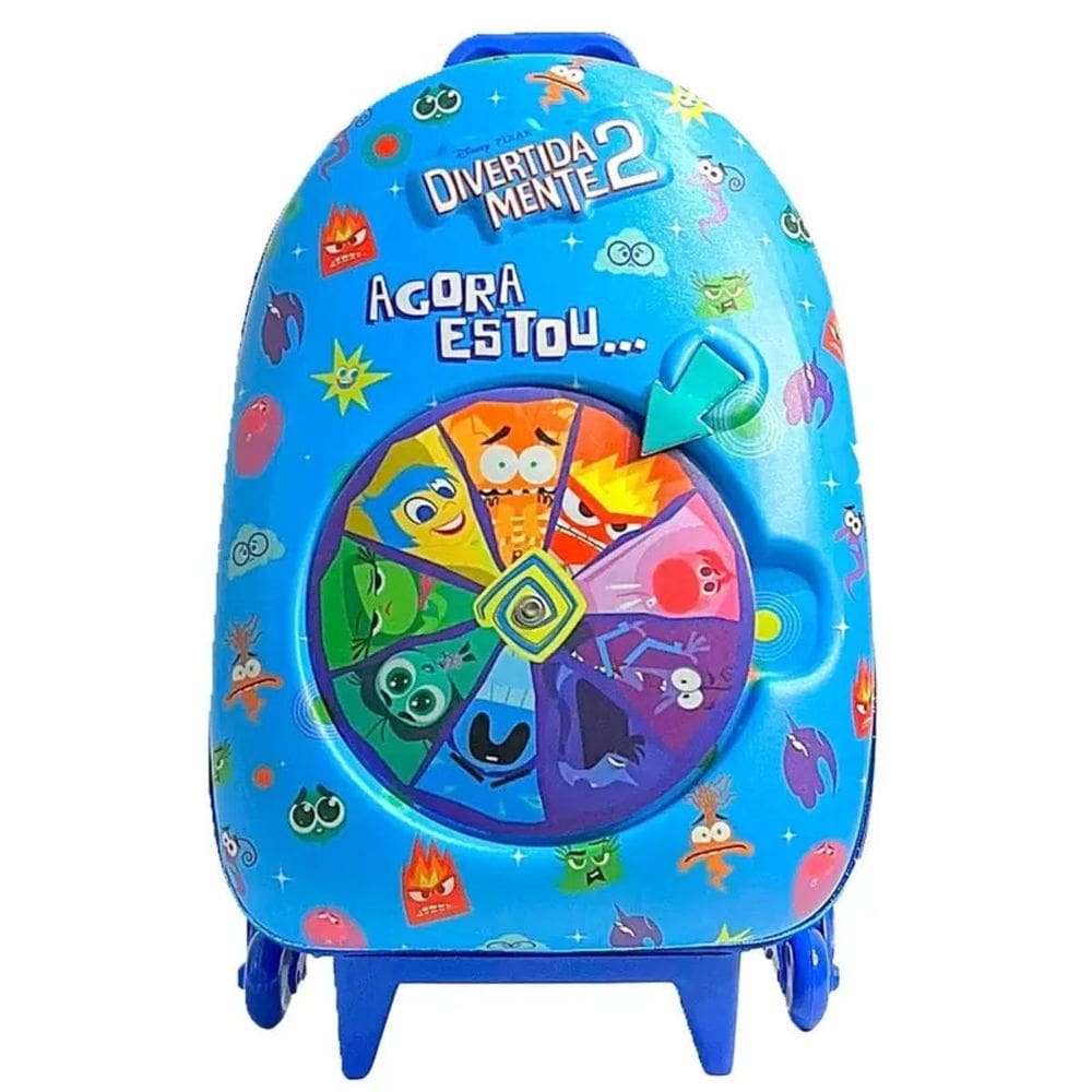Mochila Rodinha Tripla Divertidamente Roleta Azul 3D Maxtoy