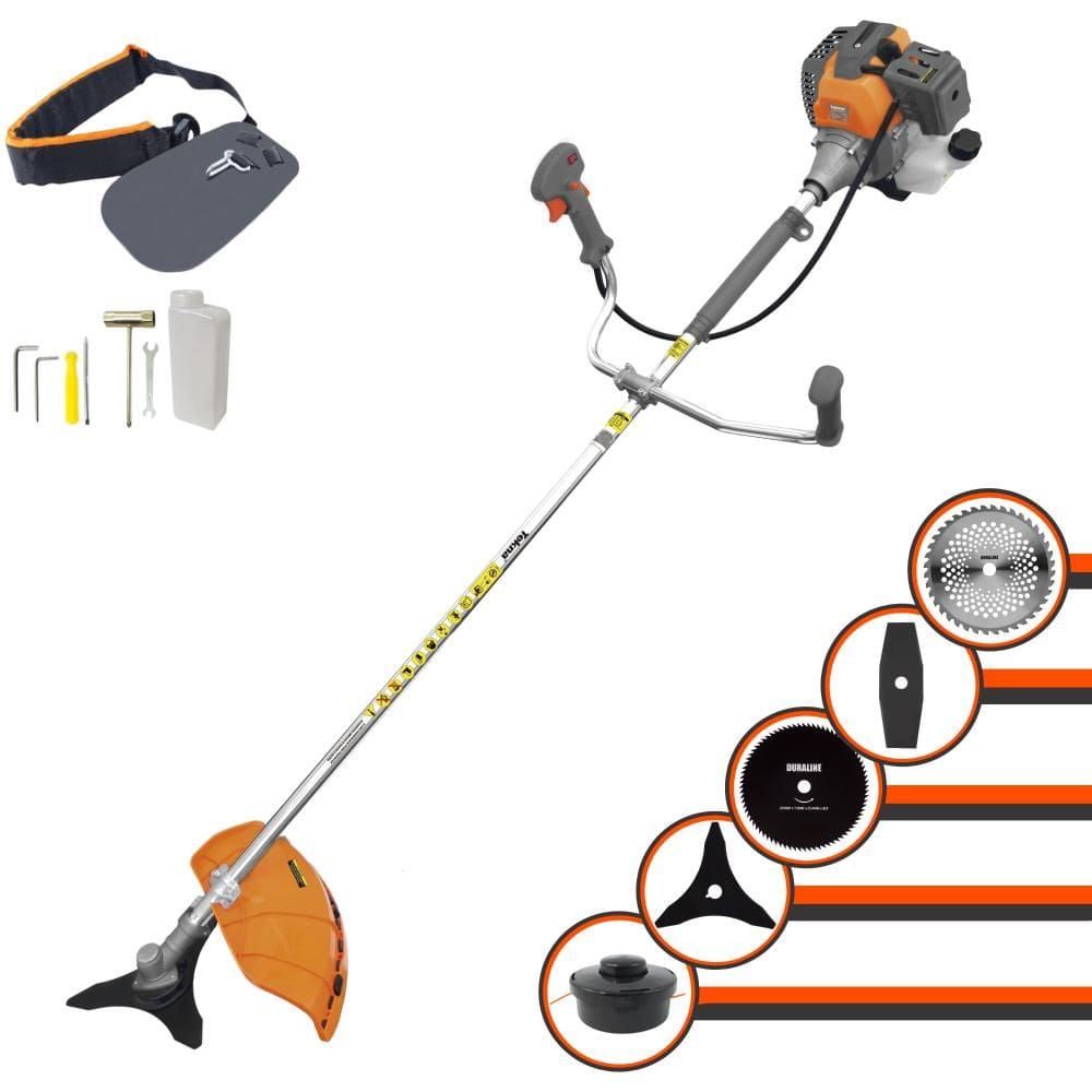 Roçadeira À Gasolina Tekna RL520P 52cc 2HP 10.000rpm Completa 5 Em 1 Com Carretel de Nylon + Facas 2 Pontas, 3 Pontas, 40 Dentes e 80 Dentes