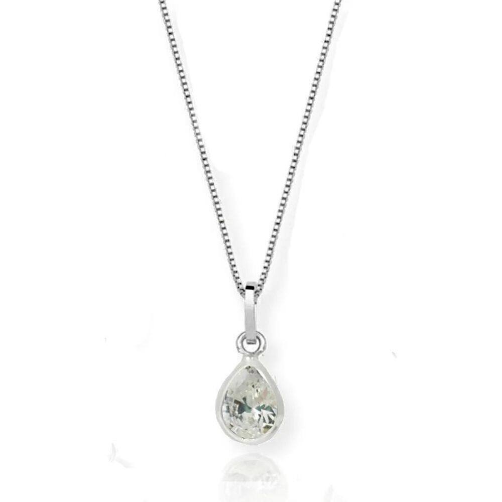 2X Corrente Colar Ponto Luz Gota Prata Pura 925 45 Cm