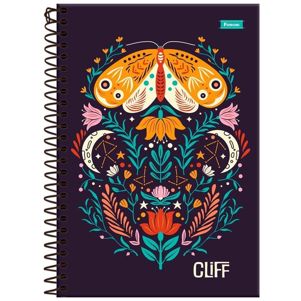 Caderno 1/4 Esp 160Fls Cliff Feminino Mariposa Foroni