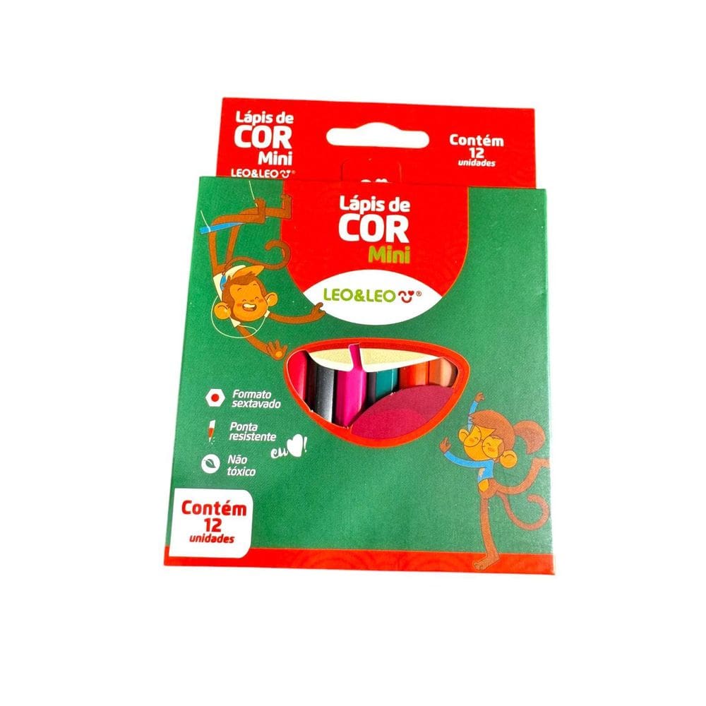Kit 12 Caixas De Lápis De Cor 12 Cores Pequeno 9Cm Sextavado