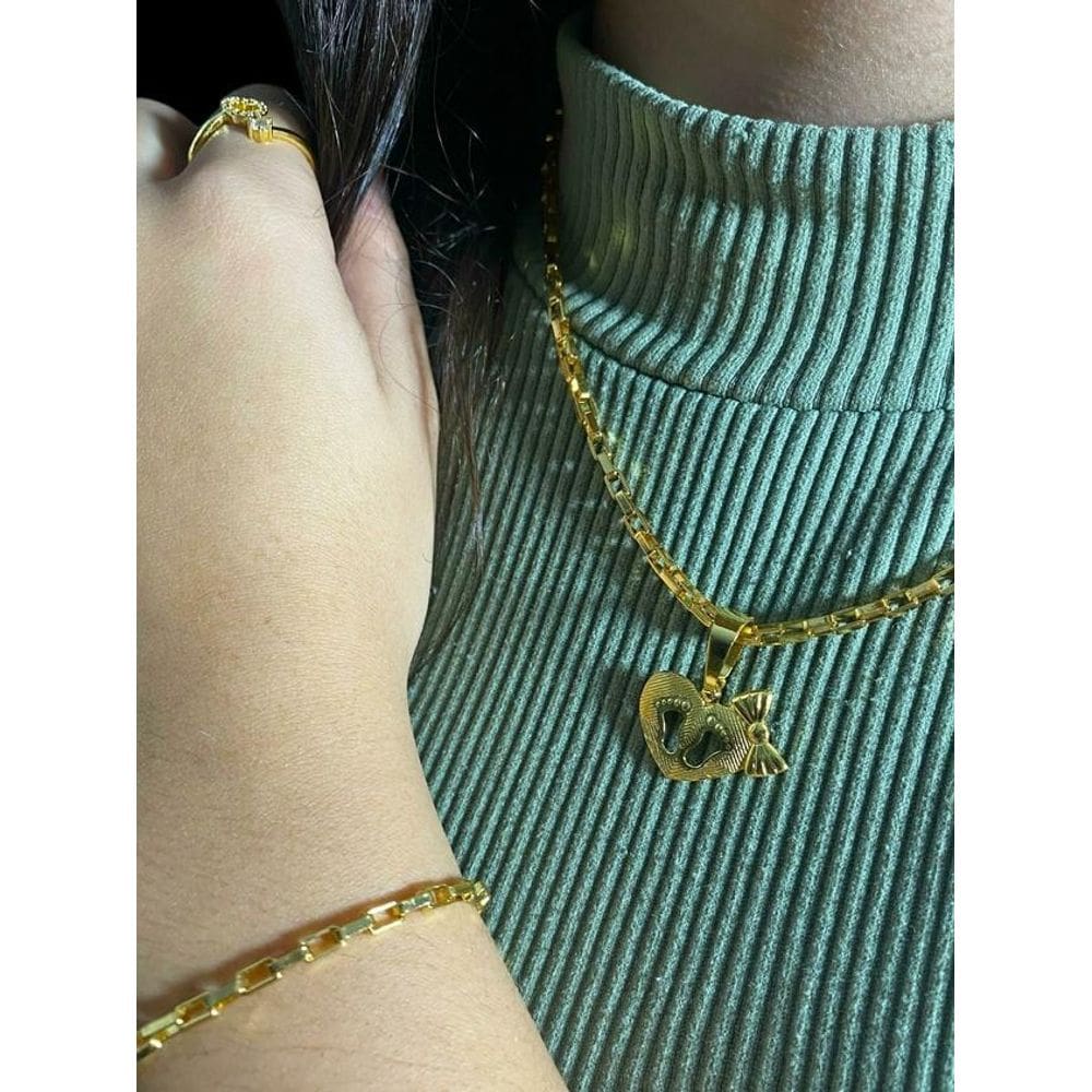 Kit Banhado: Tijolinho 3Mm, Menino A  Anel E Brinco Feminino