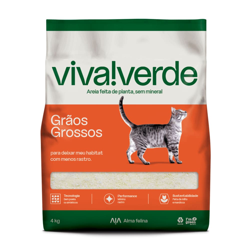 Areia Higienica Viva Verde Grãos Grossos 4kg