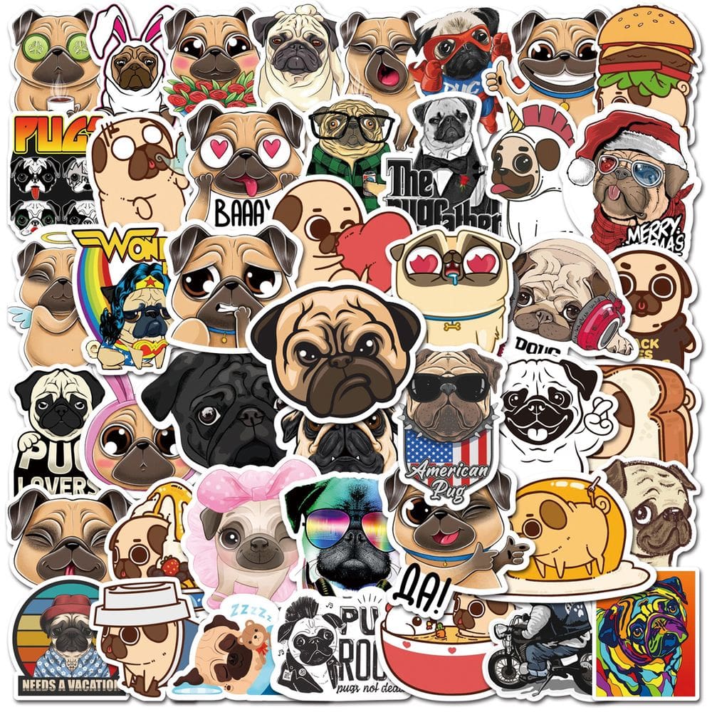 Adesivos, 50 unidades/lote, anime de vinil à prova d`água Sharpeis Dogs Pugs