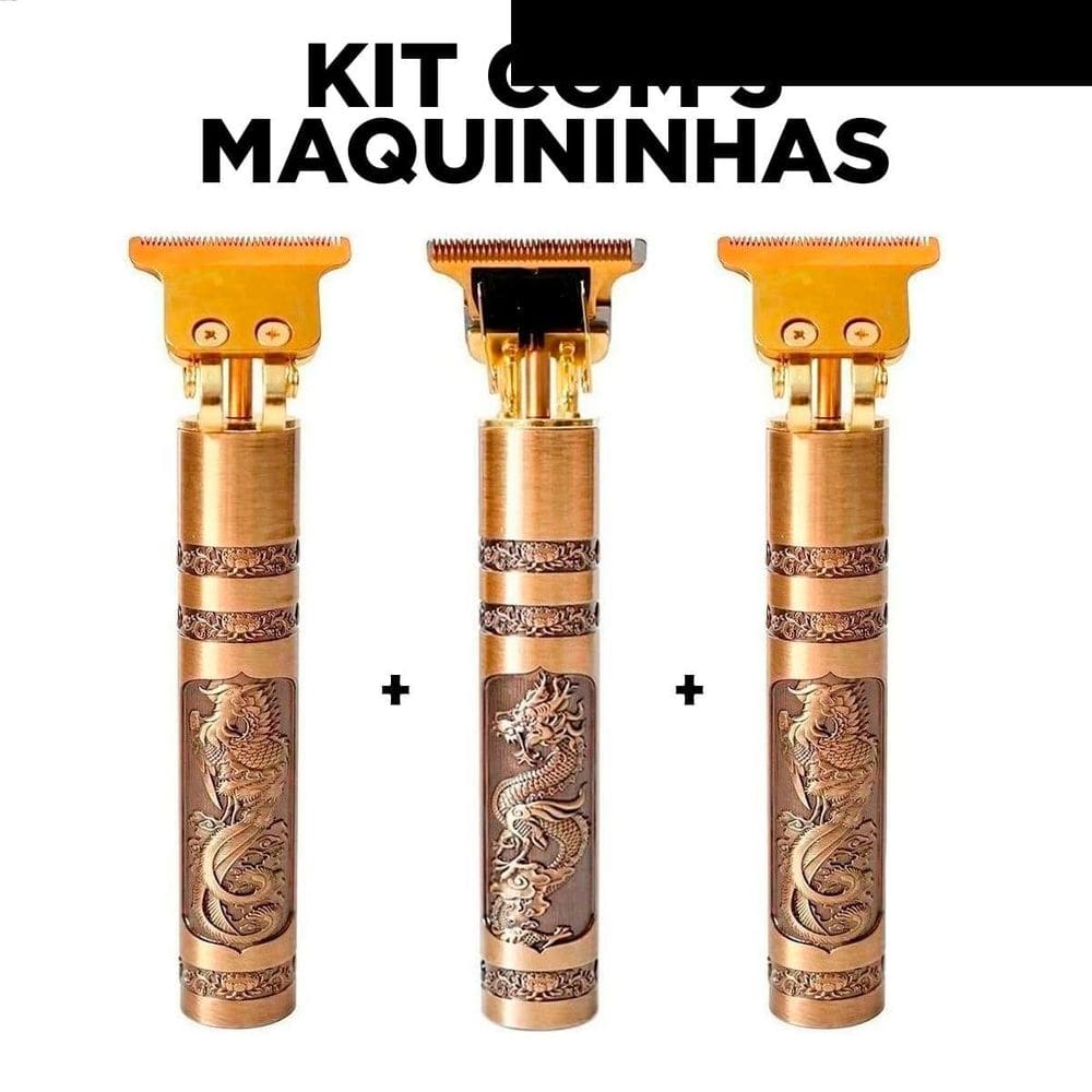 Kit 3 Maquininhas Dragão Cabelo Barba